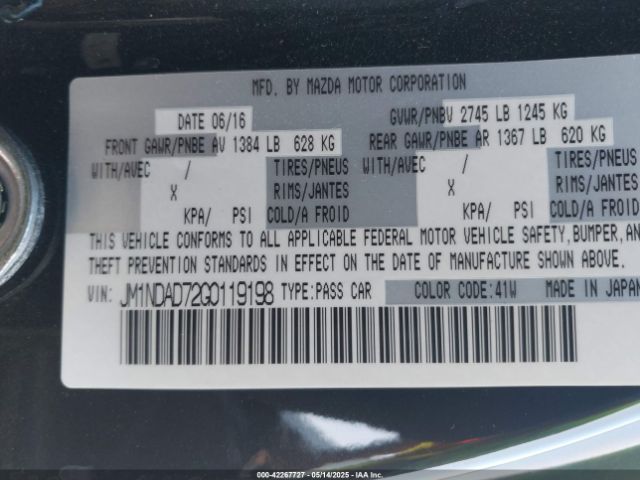 JM1NDAD72G0119198 Mazda Mx-5 Miata Grand Touring