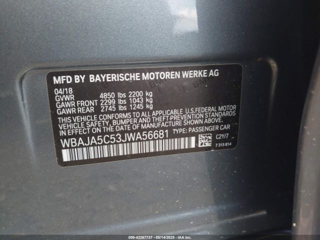2018 BMW 530I WBAJA5C53JWA56681 Photo 8