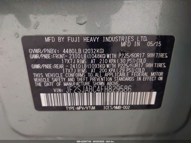 2015 SUBARU FORESTER JF2SJABC4FH829586 Photo 8