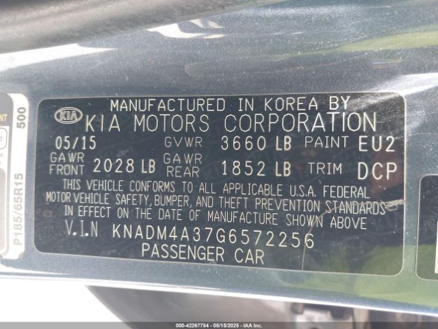 KNADM4A37G6572256 KIA RIO LX