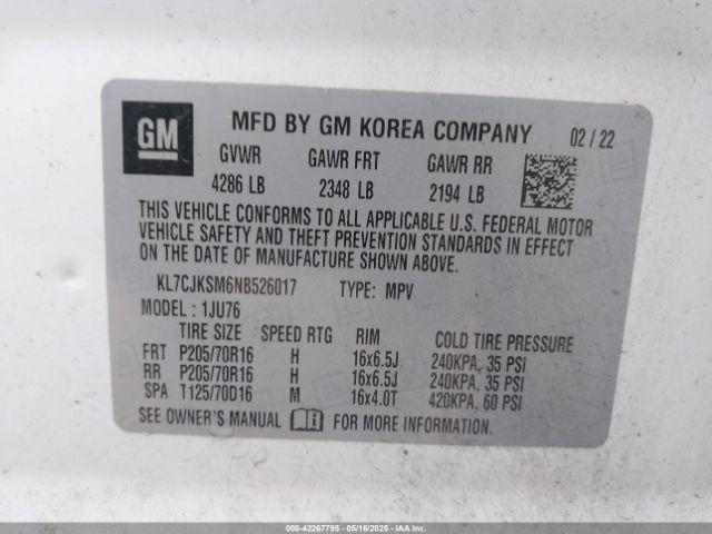 2022 CHEVROLET TRAX KL7CJKSM6NB526017 Photo 8