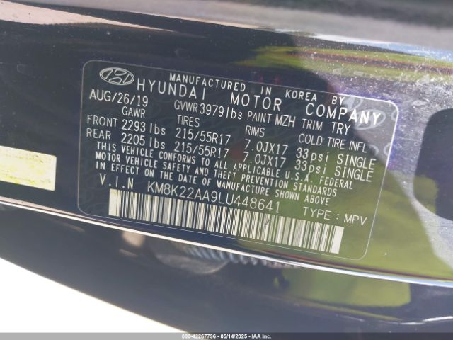 KM8K22AA9LU448641 Hyundai Kona Sel