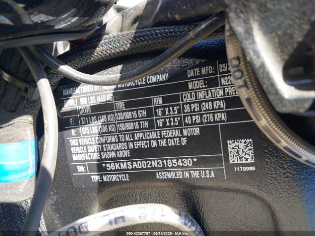 2022 INDIAN MOTORCYCLE CO. SCOUT 56KMSA002N3185430 Photo 9