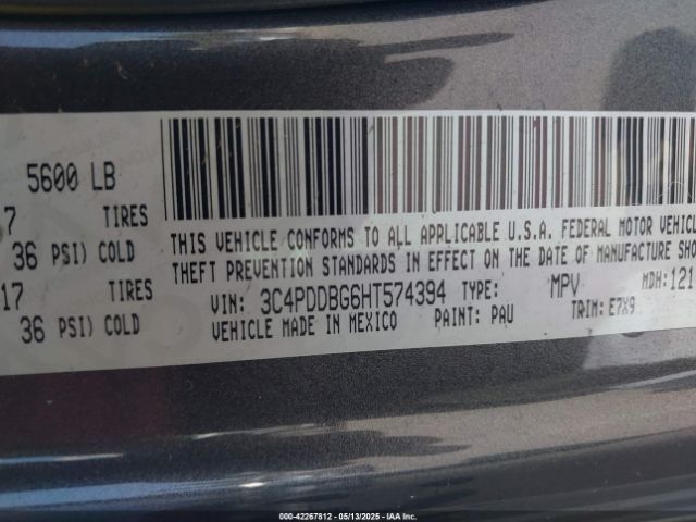 3C4PDDBG6HT574394 Dodge Journey Sxt Awd