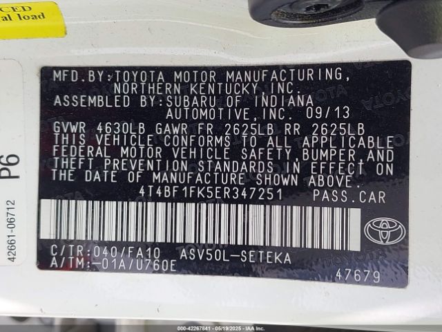 4T4BF1FK5ER347251 Toyota CAMRY L