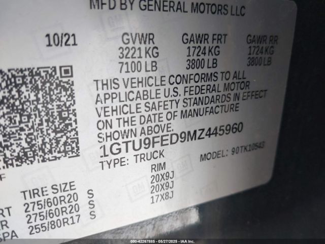 1GTU9FED9MZ445960 GMC Sierra 1500 4wd  Short Box Denali