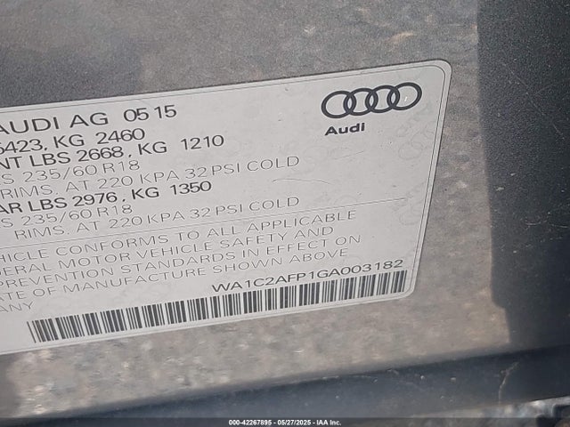WA1C2AFP1GA003182 Audi flex fuel - e85