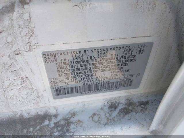 3N1AB7APXFY298822 Nissan Sentra