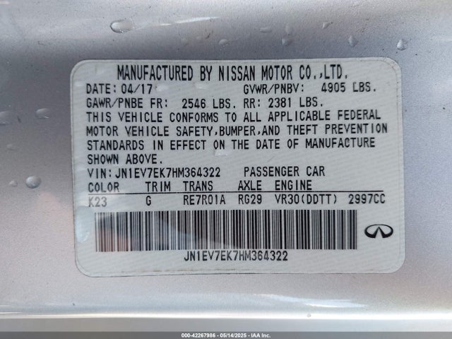 JN1EV7EK7HM364322 Infiniti Q60 3.0t Premium