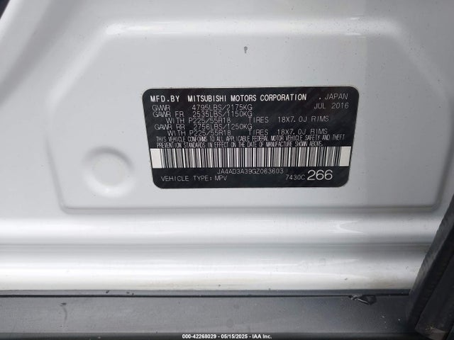 JA4AD3A39GZ063603 Mitsubishi Outlander Se