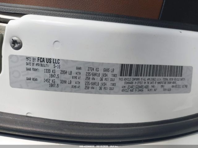 2C4RC1GG9HR514681 Chrysler Pacifica Limited