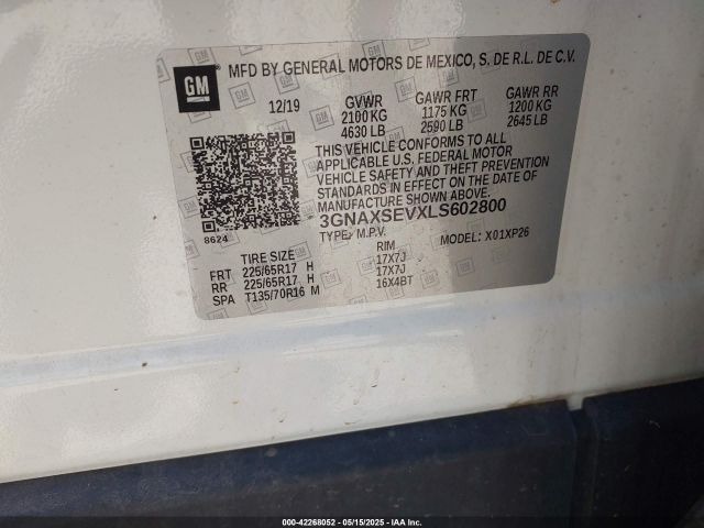 3GNAXSEVXLS602800 Chevrolet Equinox Awd Ls