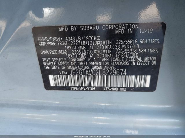 JF2GTAMC2L8229674 Subaru Crosstrek Limited