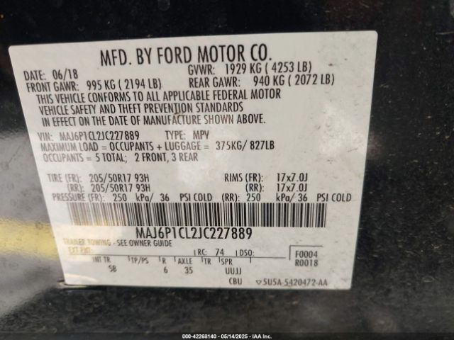 2018 FORD ECOSPORT MAJ6P1CL2JC227889 Photo 8