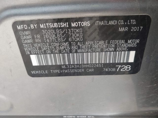 2017 MITSUBISHI MIRAGE ML32A3HJ3HH022451 Photo 8