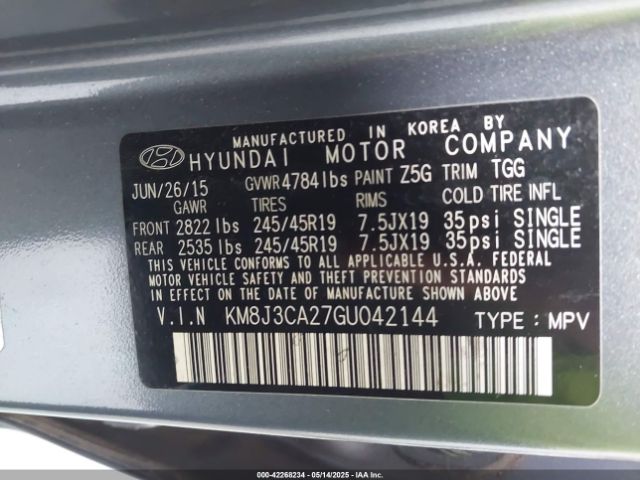 KM8J3CA27GU042144 Hyundai Tucson Sport