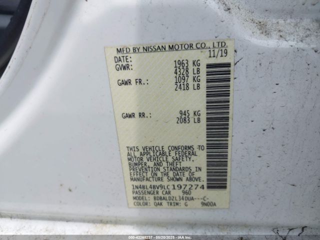 1N4BL4BV9LC197274 Nissan Altima S Fwd