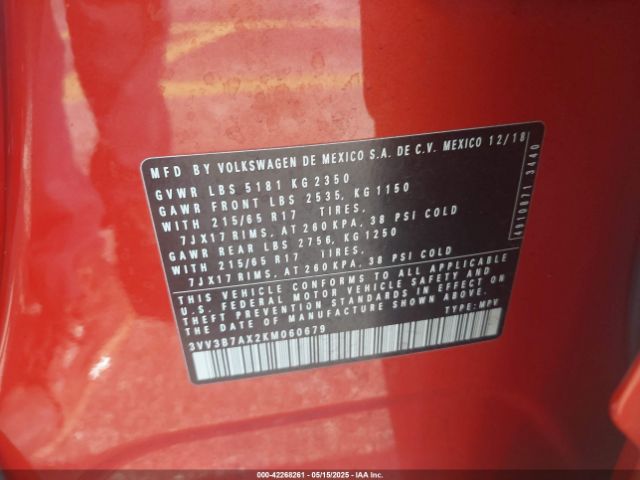 2019 VOLKSWAGEN TIGUAN 3VV3B7AX2KM060679 Photo 8