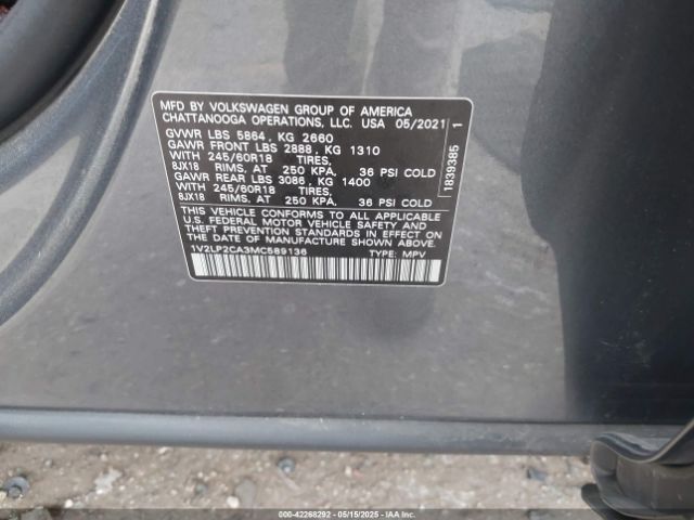 2021 VOLKSWAGEN ATLAS 1V2LP2CA3MC589136 Photo 8