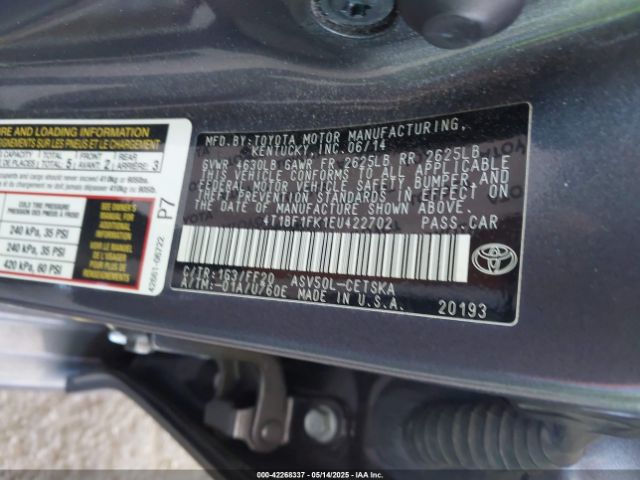 4T1BF1FK1EU422702 Toyota CAMRY SE