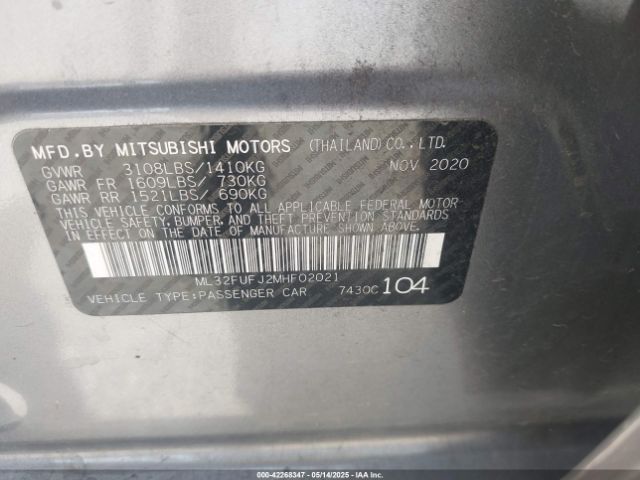 2021 MITSUBISHI MIRAGE G4 ML32FUFJ2MHF02021 Photo 8