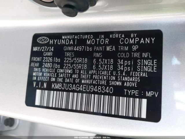 KM8JU3AG4EU948340 Hyundai Tucson Limited