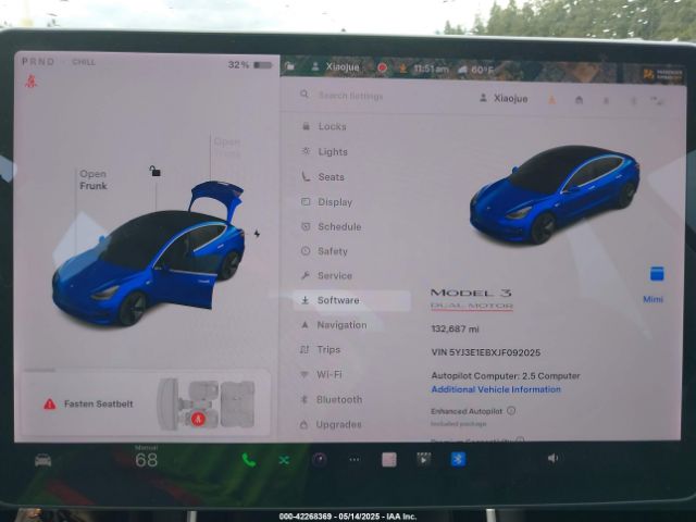 5YJ3E1EBXJF092025 Tesla Model 3 Long Range/performance