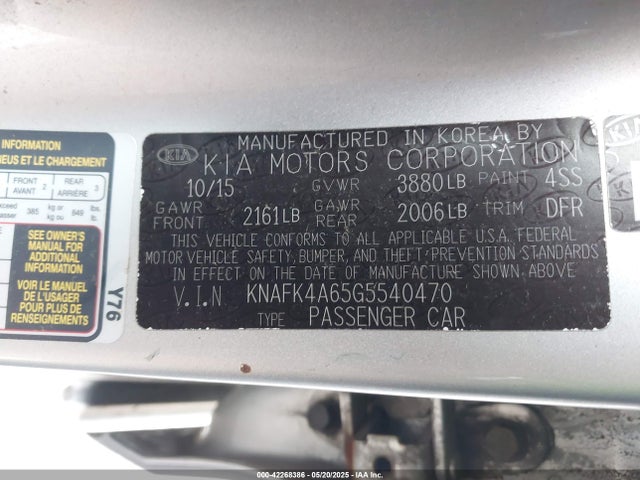 KIA mpi nu 2016 KNAFK4A65G5540470 Image 9