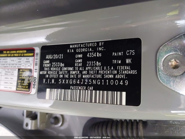 5XXG64J25NG110049 KIA t-gdi gamma ii