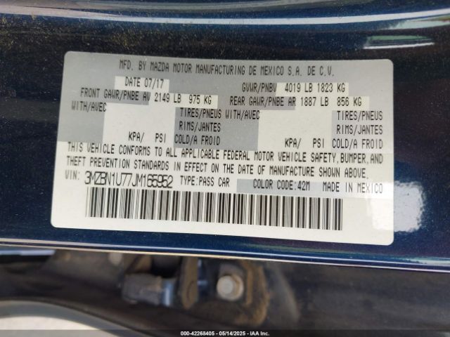 3MZBN1U77JM165952 Mazda Mazda3 Sport