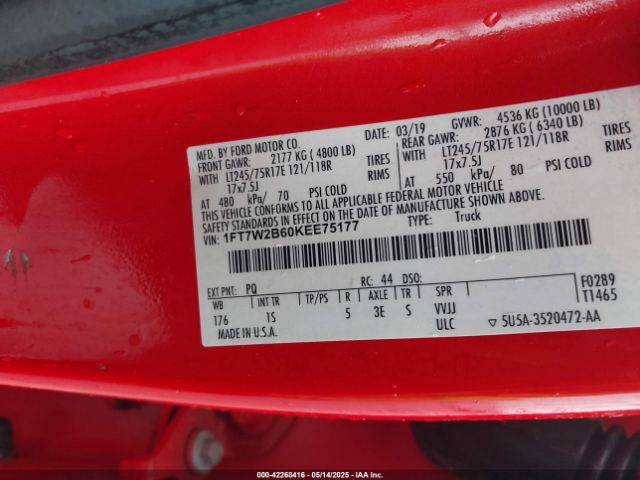 1FT7W2B60KEE75177 Ford F-250 Xl