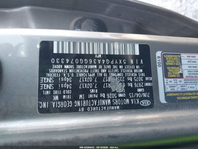 5XYPG4A36GG074330 KIA Sorento 2.4l Lx