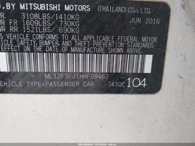 2017 MITSUBISHI MIRAGE G4 ML32F3FJ1HHF09462 Photo 8