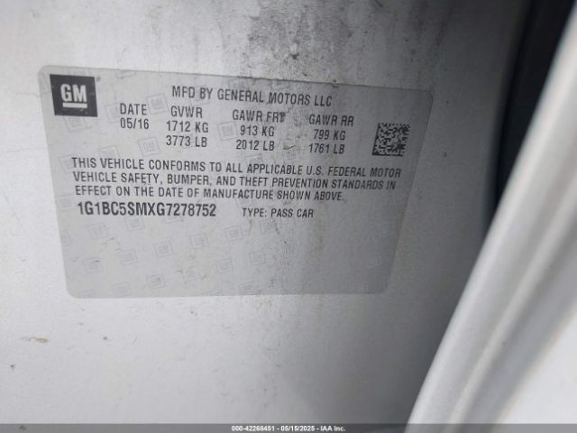 1G1BC5SMXG7278752 Chevrolet Cruze Ls Auto