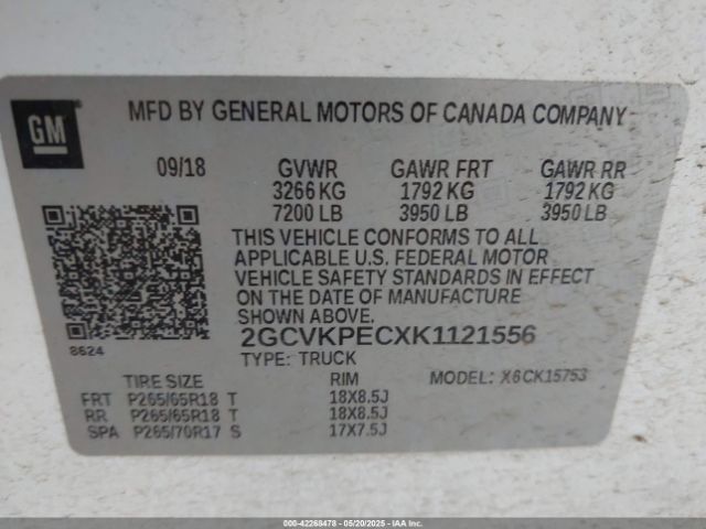 2019 CHEVROLET SILVERADO 1500 LD 2GCVKPECXK1121556 Photo 8