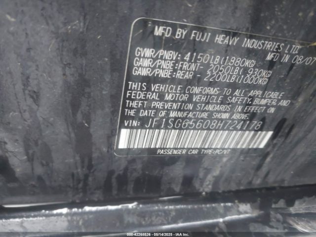 2008 SUBARU FORESTER JF1SG65608H724178 Photo 8