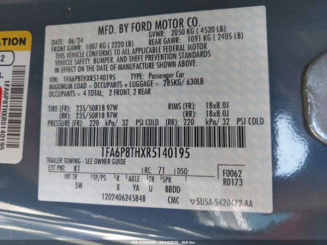 2024 FORD MUSTANG 1FA6P8THXR5140195 Photo 8