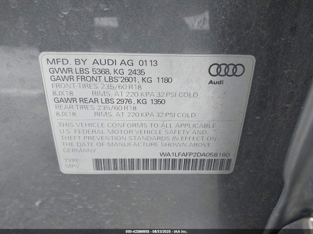 2013 AUDI Q5 WA1LFAFP2DA058160 Photo 8