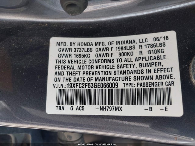 19XFC2F53GE066009 Honda Civic Lx