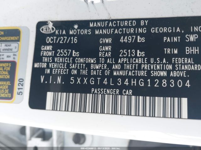 5XXGT4L34HG128304 KIA Optima Lx