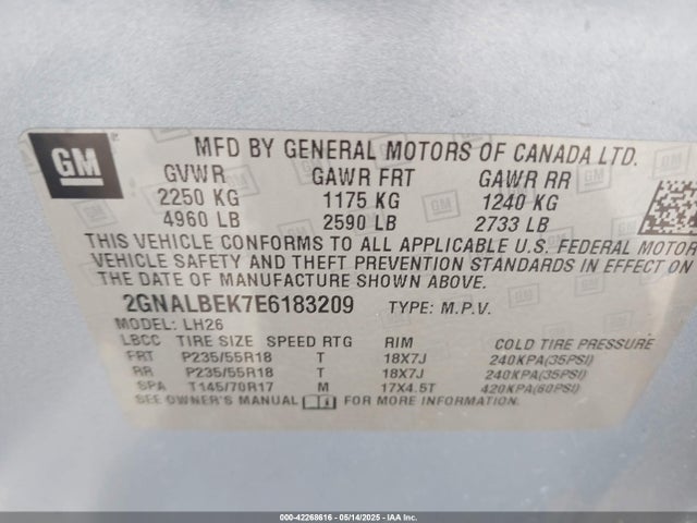Chevrolet EQUINOX 1LT 2014 2GNALBEK7E6183209 Image 9