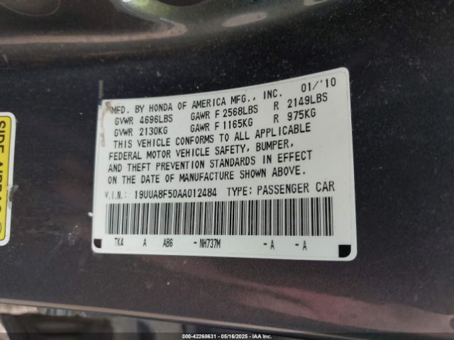 2010 ACURA TL 19UUA8F50AA012484 Photo 8