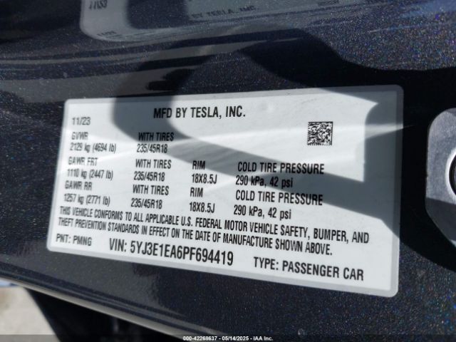 2023 TESLA MODEL 3 5YJ3E1EA6PF694419 Photo 8