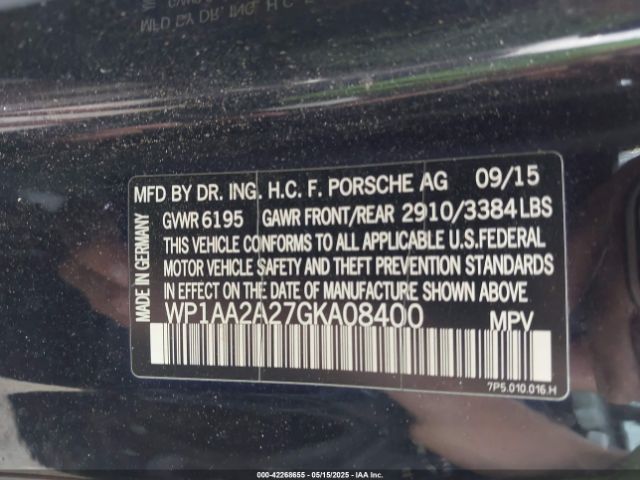 2016 PORSCHE CAYENNE WP1AA2A27GKA08400 Photo 8