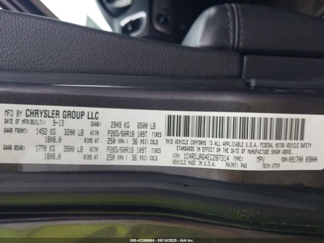 1C4RDJAG4EC287314 Dodge Durango Sxt