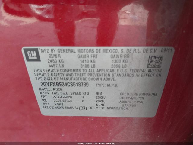 2012 CADILLAC SRX 3GYFNBE34CS518789 Photo 8
