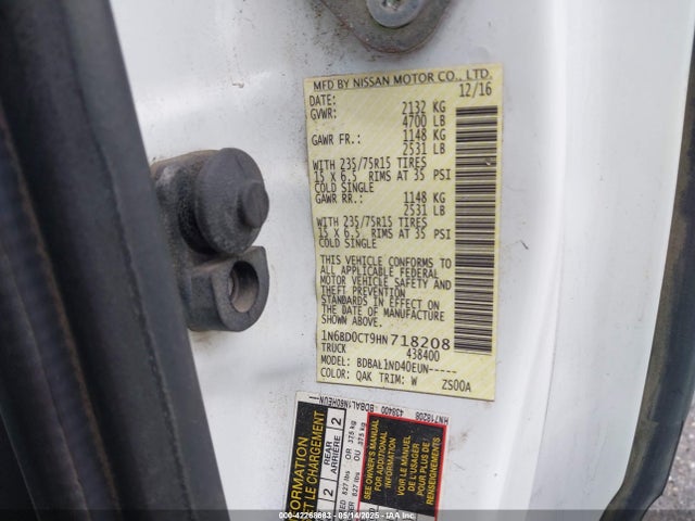 1N6BD0CT9HN718208 Nissan FRONTIER S
