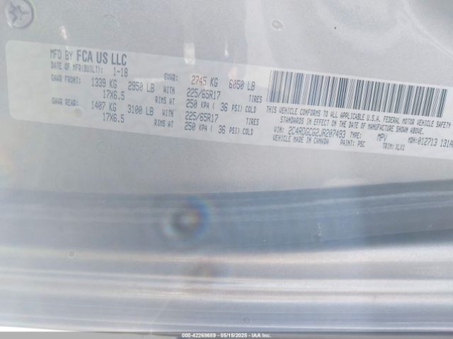 2C4RDGCG2JR207493 Dodge Grand Caravan Sxt