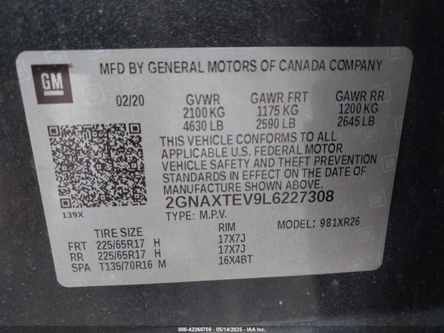Chevrolet Equinox Awd 2fl 2020 2GNAXTEV9L6227308 Image 9