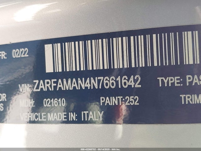 ZARFAMAN4N7661642 Alfa Romeo giulia (952)